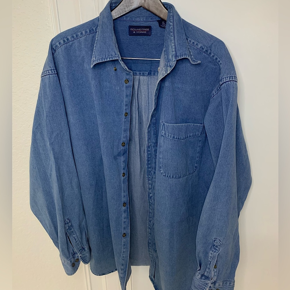 Oversized Light Blue Denim Button Up